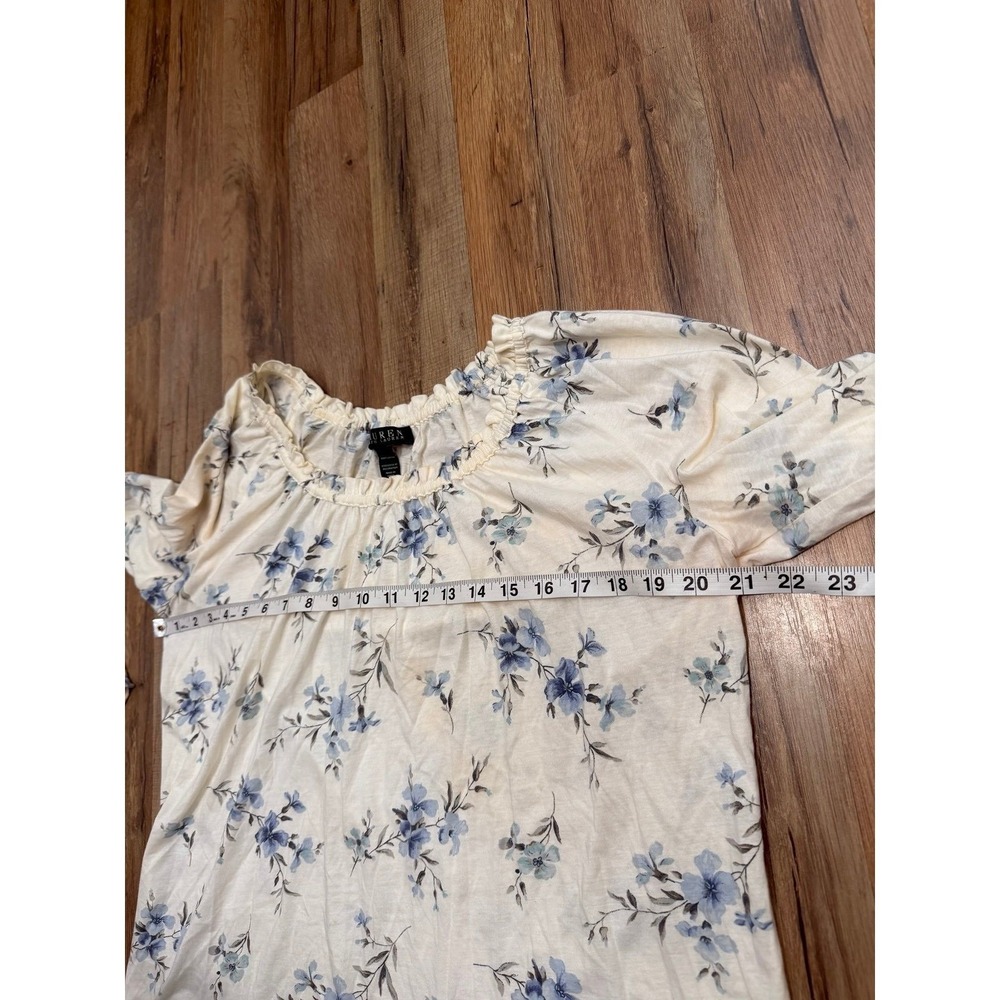 Lauren Ralph Lauren Floral Pajama Set Cotton Blue Ivory Women's L - Picture 7 of 11